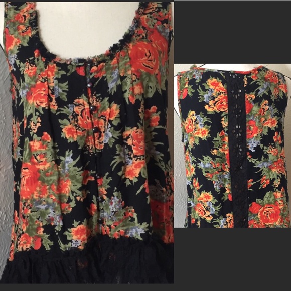 Angie Tops - 3/$15↘️ Angie Fringe & Floral Tank Top Size Large